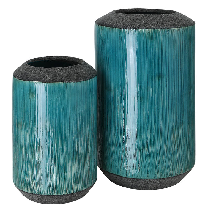 Maui - Aqua Blue Vases (Set of 2)
