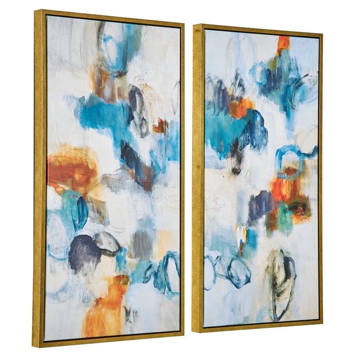 Casual Moments - Framed Abstract Art (Set of 2) - Blue
