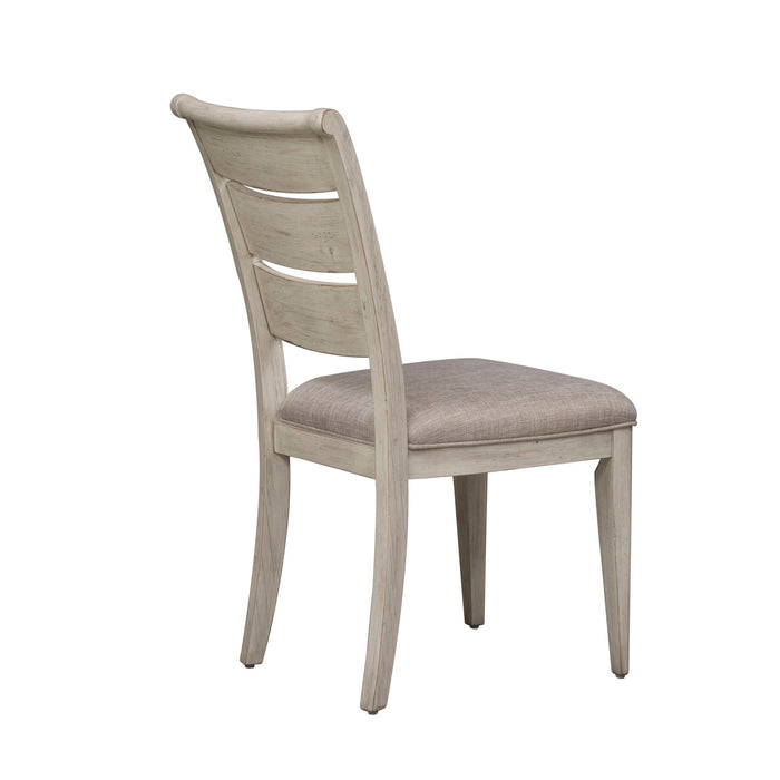 Farmhouse Reimagined - Ladder Back Upholstered Side Chair - White
