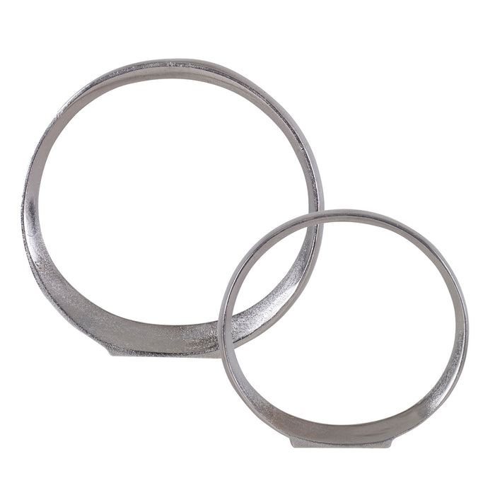 Orbits - Ring Sculptures (Set of 2) - Nickel