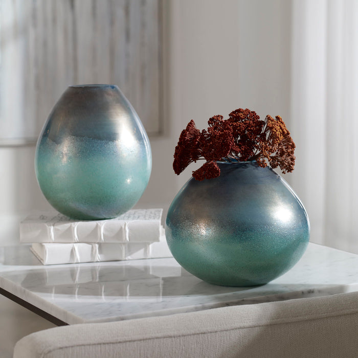 Rian - Vases (Set of 2) - Aqua Bronze