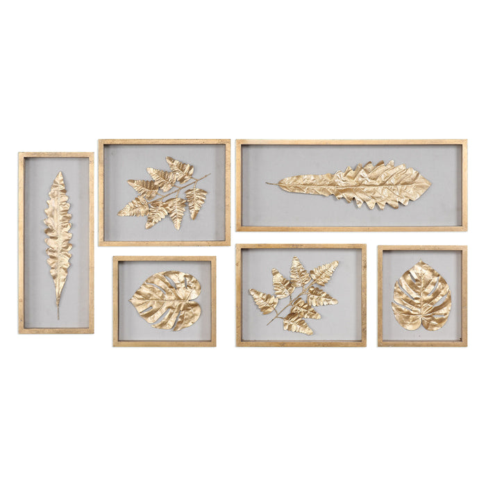 Golden Leaves - Shadow Box (Set of 6) - Gold