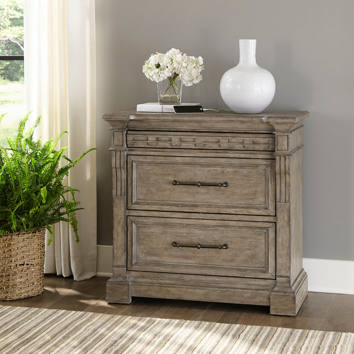 Town & Country - Bedside Chest with Charging Station - Medium Brown