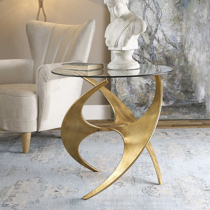 Graciano - Glass Side Table - Gold