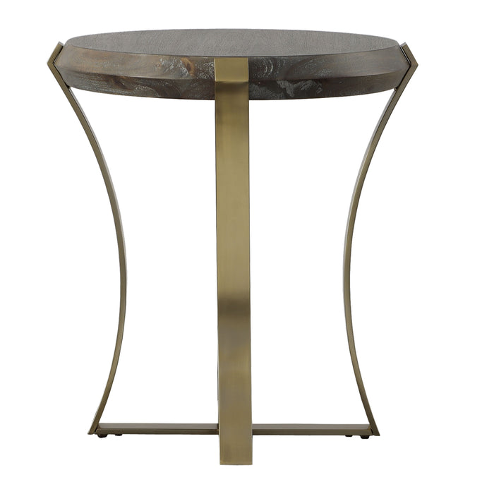 Unite - Brass Leg Wood Side Table - Dark Brown