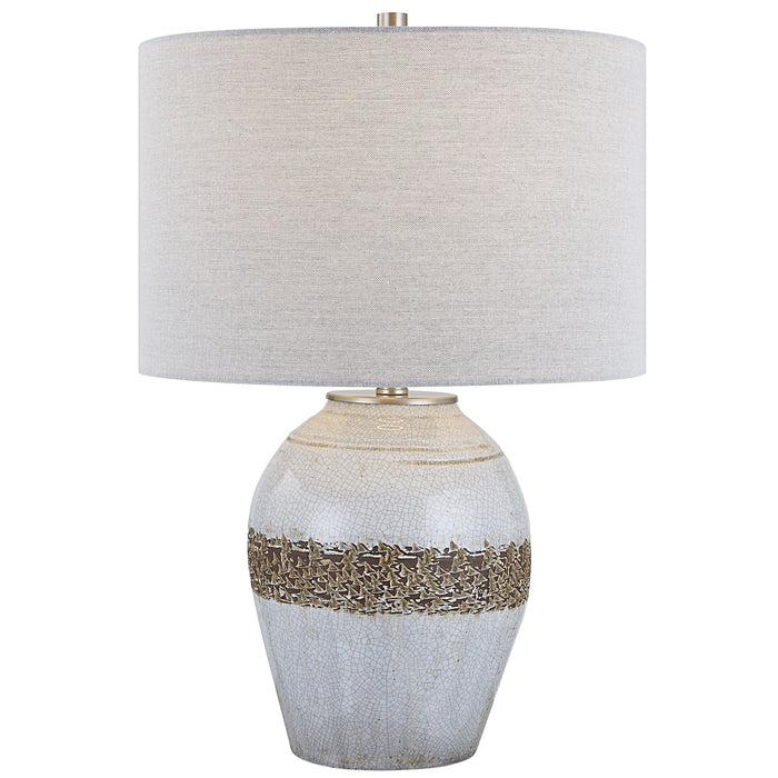 Poul - Crackled Table Lamp - Pearl Silver