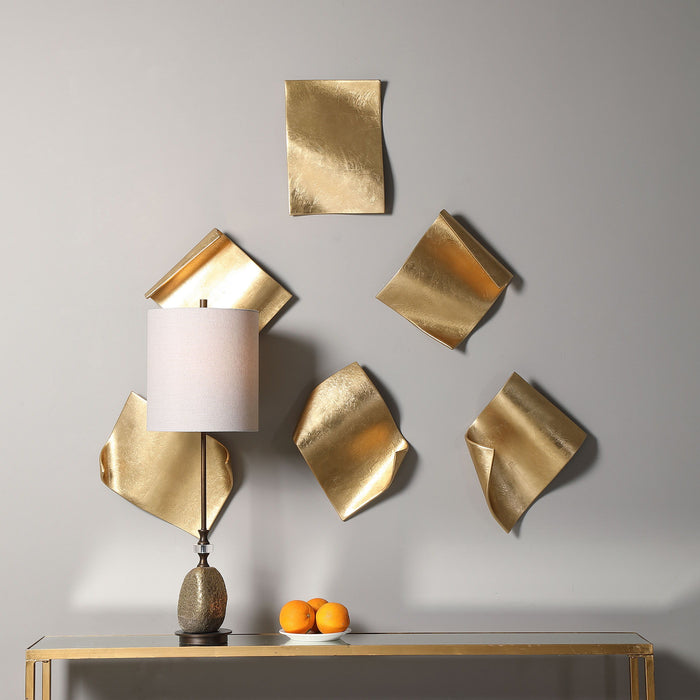 Fluttering Pages - Wall Decor (Set of 6) - Gold