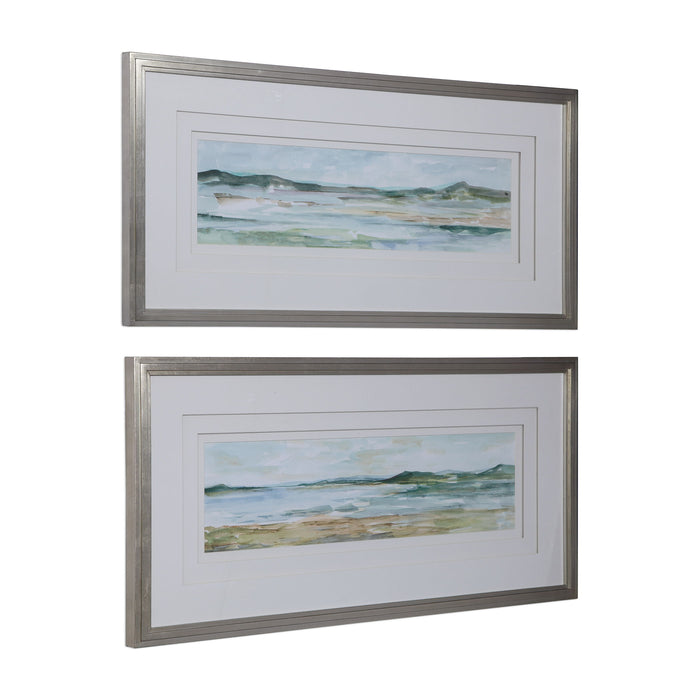 Panoramic Seascape - Framed Prints (Set of 2) - Blue