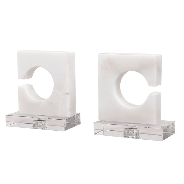 Clarin - Bookends (Set of 2) - White & Gray