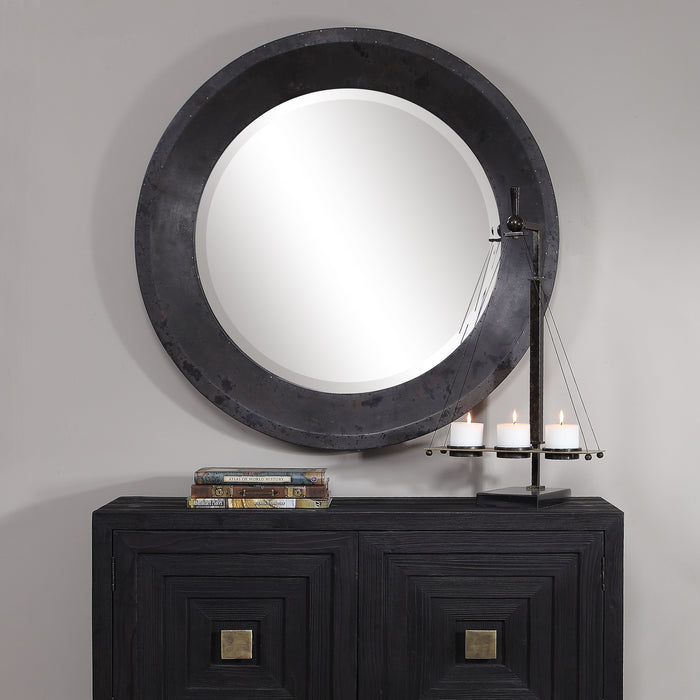 Frazier - Round Industrial Mirror - Black