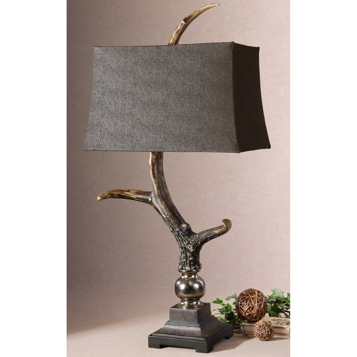 Stag Horn - Dark Shade Table Lamp - Dark Brown