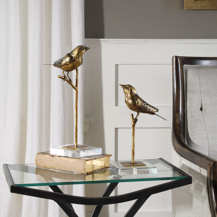 Passerines - Bird Sculptures (Set of 2) - Light Brown