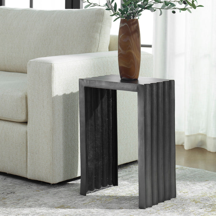 In The Groove - Aluminum Accent Table - Black