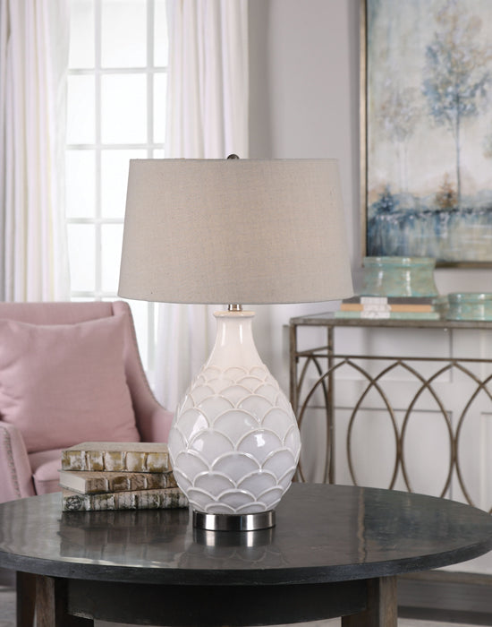 Camellia - Glossed Table Lamp - White