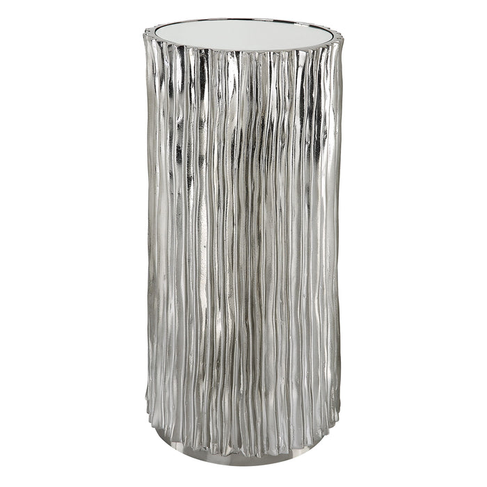 Echo - Modern Nickel Drink Table - Pearl Silver