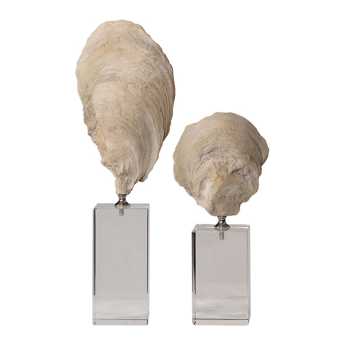 Oyster - Shell Sculptures (Set of 2) - Beige