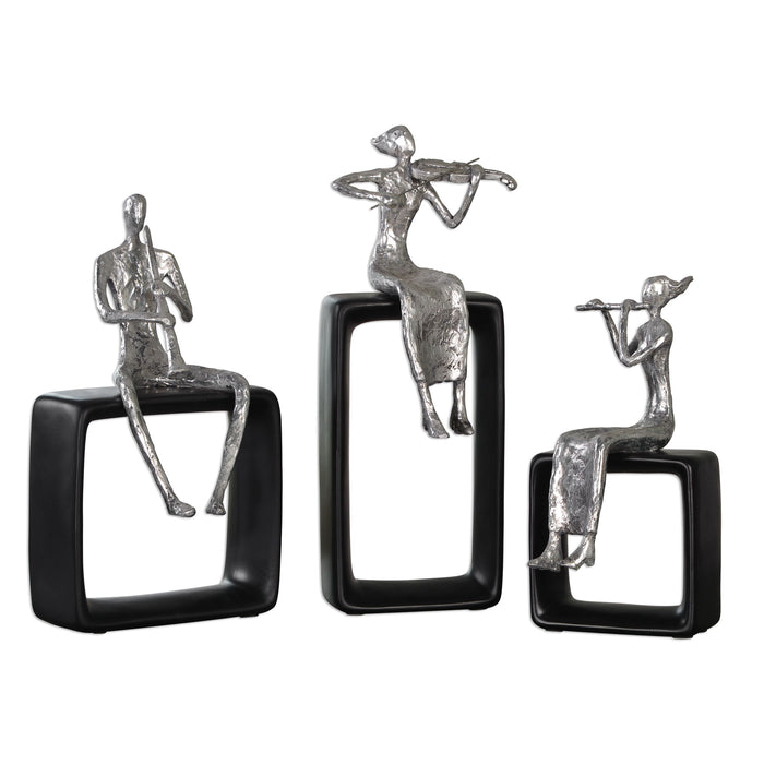 Musical Ensemble - Statues (Set of 3) - Pearl Silver