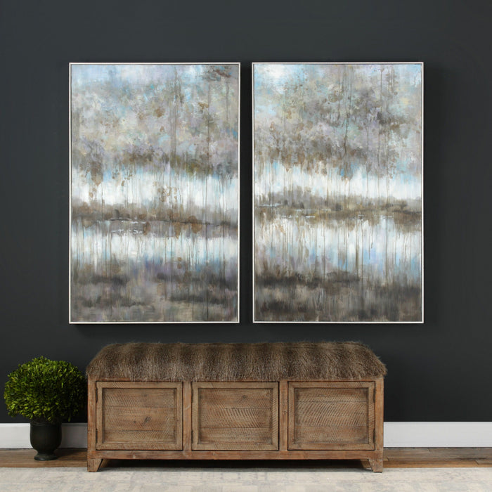 Gray Reflections - Landscape Art (Set of 2) - Blue