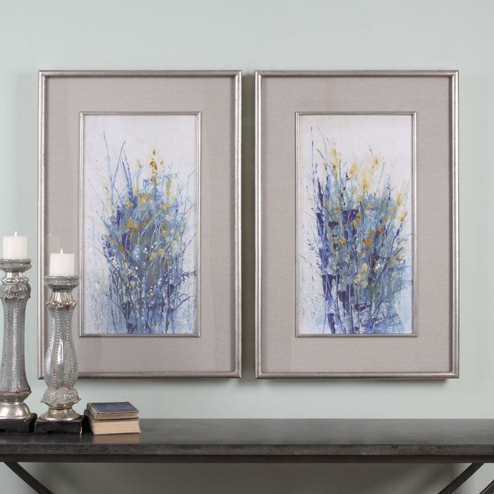 Indigo Florals - Framed Art (Set of 2) - Blue