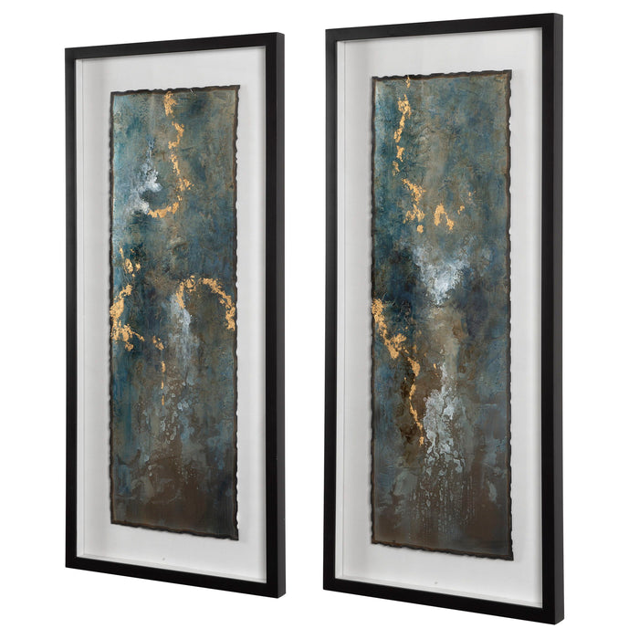 Glimmering Agate - Abstract Prints (Set of 2) - Blue