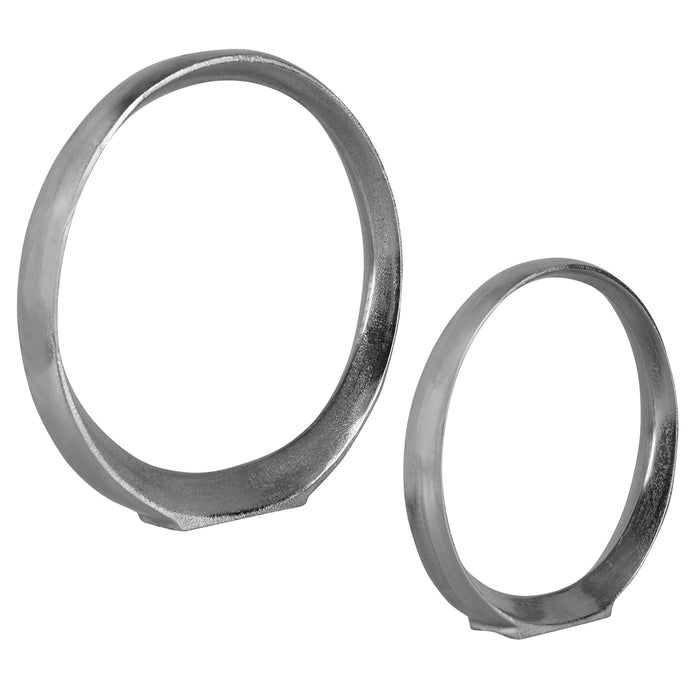 Orbits - Ring Sculptures (Set of 2) - Nickel