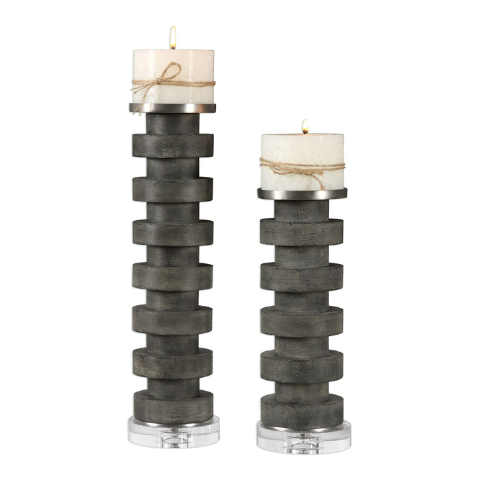 Karun - Concrete Candleholders (Set of 2) - Black