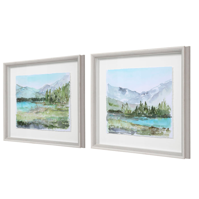 Plein Air Reservoir - Watercolor Prints (Set of 2) - Blue