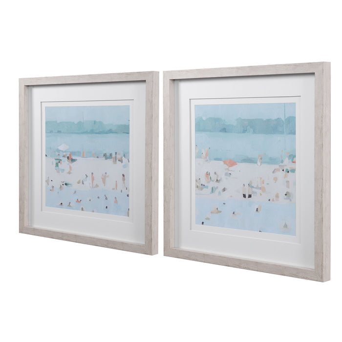 Sea Glass Sandbar - Framed Prints (Set of 2) - Blue, Light