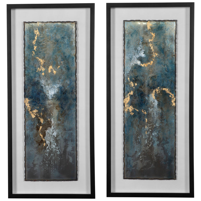 Glimmering Agate - Abstract Prints (Set of 2) - Blue