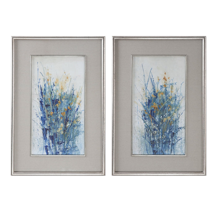 Indigo Florals - Framed Art (Set of 2) - Blue