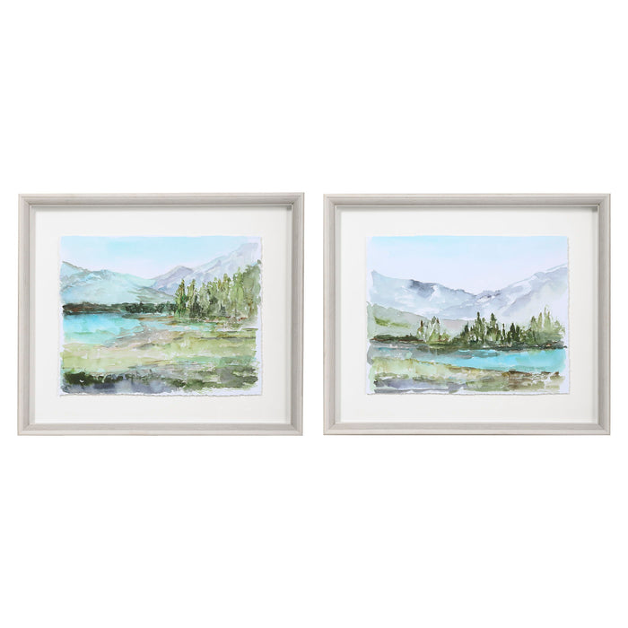 Plein Air Reservoir - Watercolor Prints (Set of 2) - Blue
