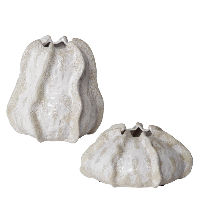 Urchin - Textured Vases (Set of 2) - Ivory