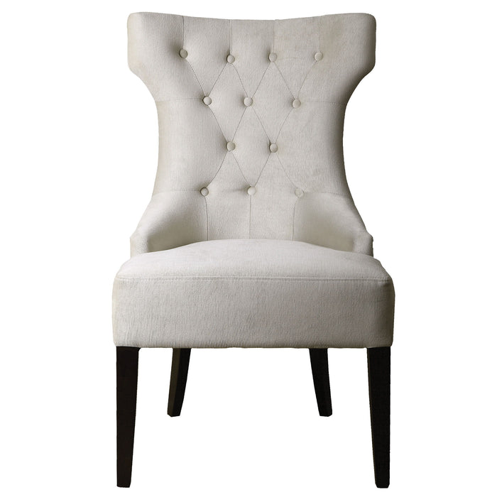 Arlette - Tufted Wing Chair - White