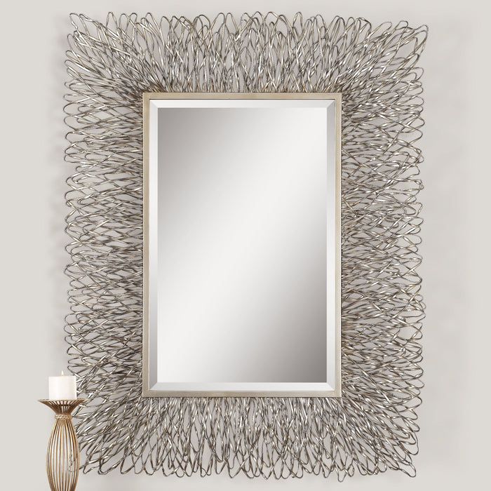 Corbis - Decorative Metal Mirror - Pearl Silver
