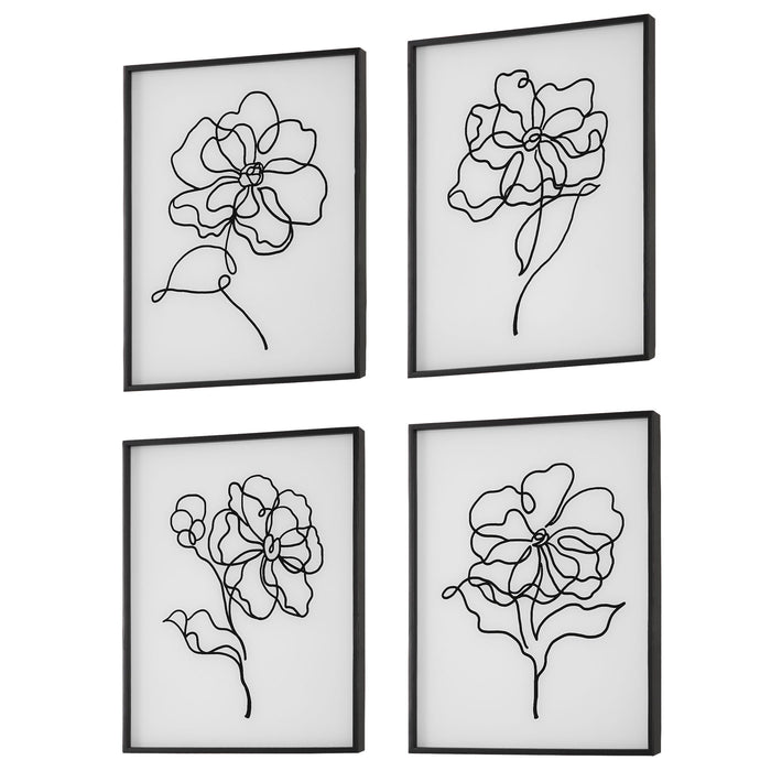 Bloom - Framed Prints (Set of 4) - Black & White
