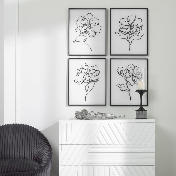 Bloom - Framed Prints (Set of 4) - Black & White