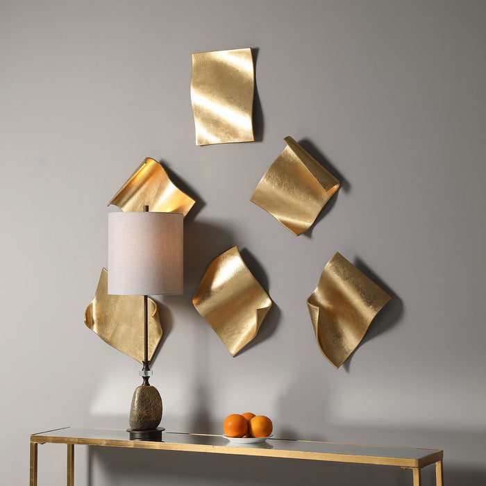Fluttering Pages - Wall Decor (Set of 6) - Gold