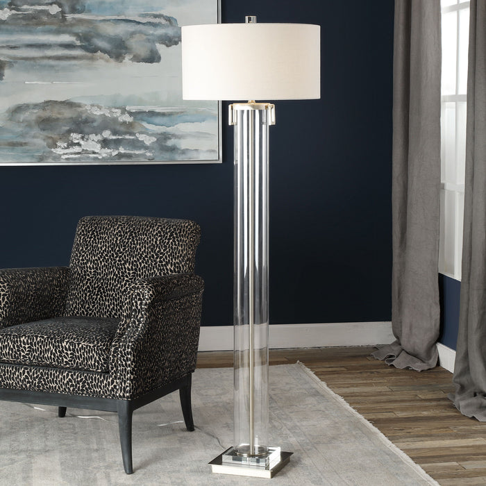 Monette - Tall Cylinder Floor Lamp - Pearl Silver