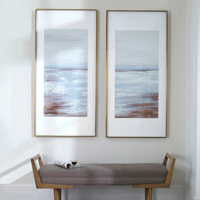 Coastline - Framed Prints (Set of 2) - Light Brown