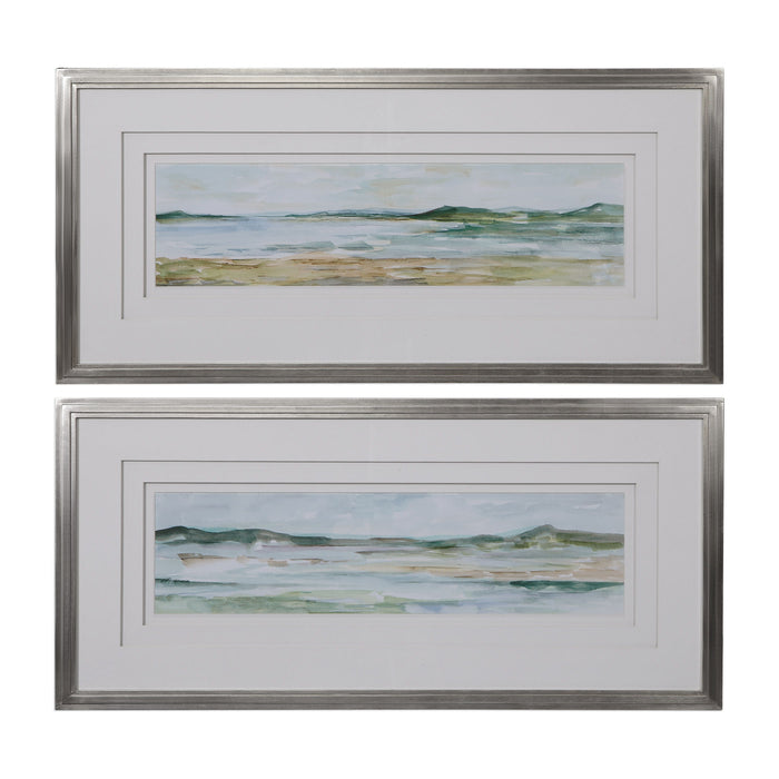 Panoramic Seascape - Framed Prints (Set of 2) - Blue