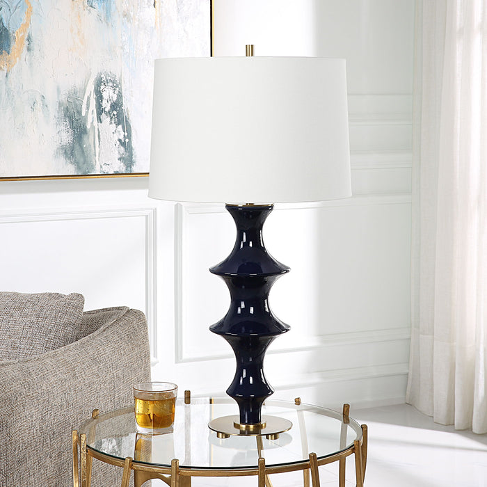 Coil - Sculpted Blue Table Lamp