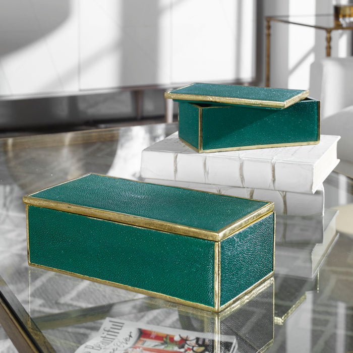 Karis - Boxes (Set of 2) - Emerald Green