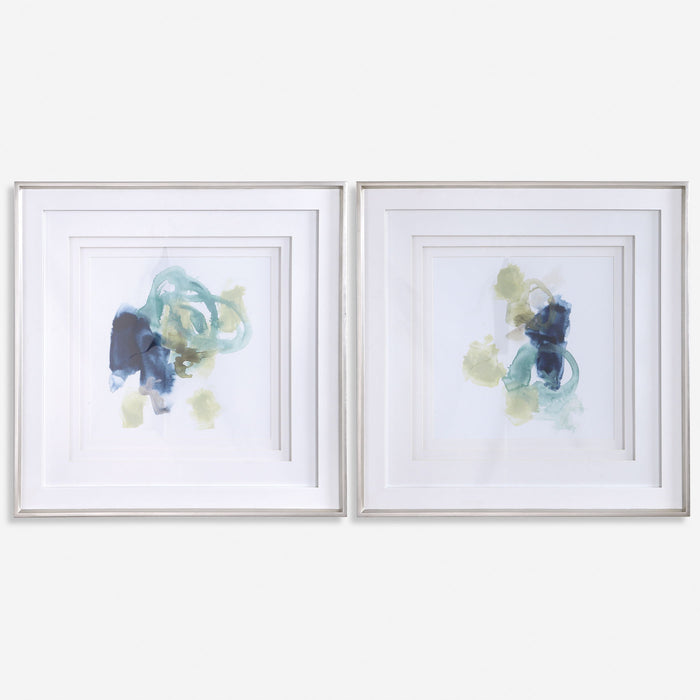 Integral Motion - Framed Prints (Set of 2) - Blue