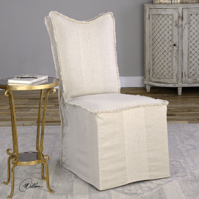 Lenore - Armless Chairs, Flax (Set of 2) - White
