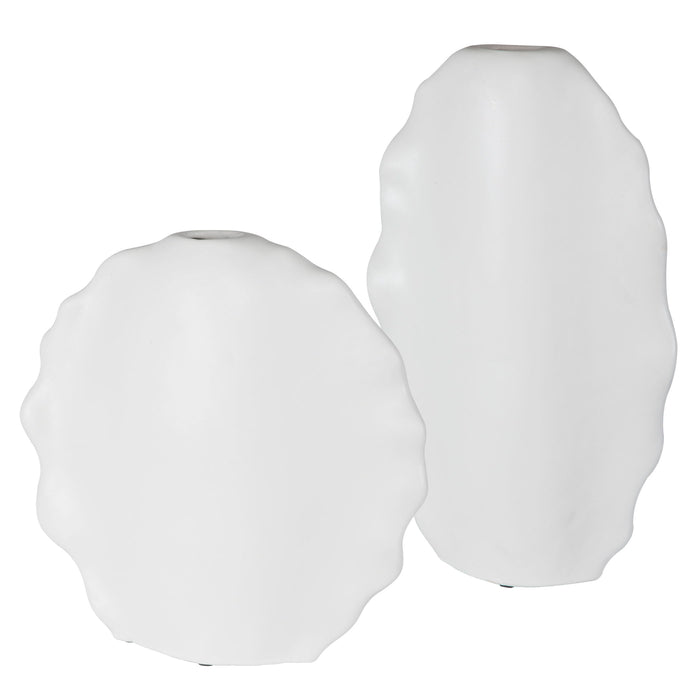Ruffled - Feathers Modern Vases (Set of 2) - White