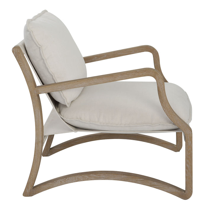Melora - Solid Oak Accent Chair - Beige