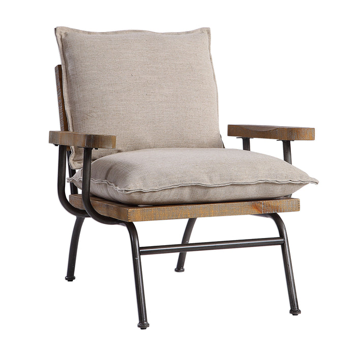 Declan - Industrial Accent Chair - Beige