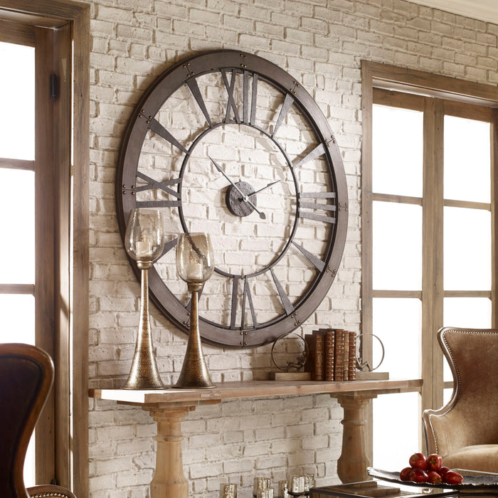 Ronan - Wall Clock, Large - Dark Brown