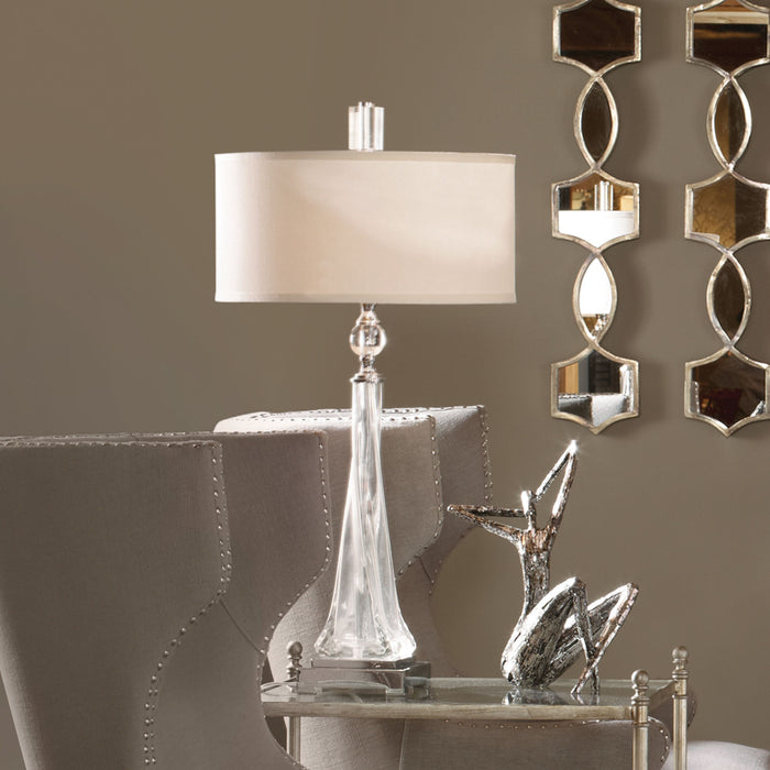 Grancona - Twisted Glass Table Lamp - Pearl Silver
