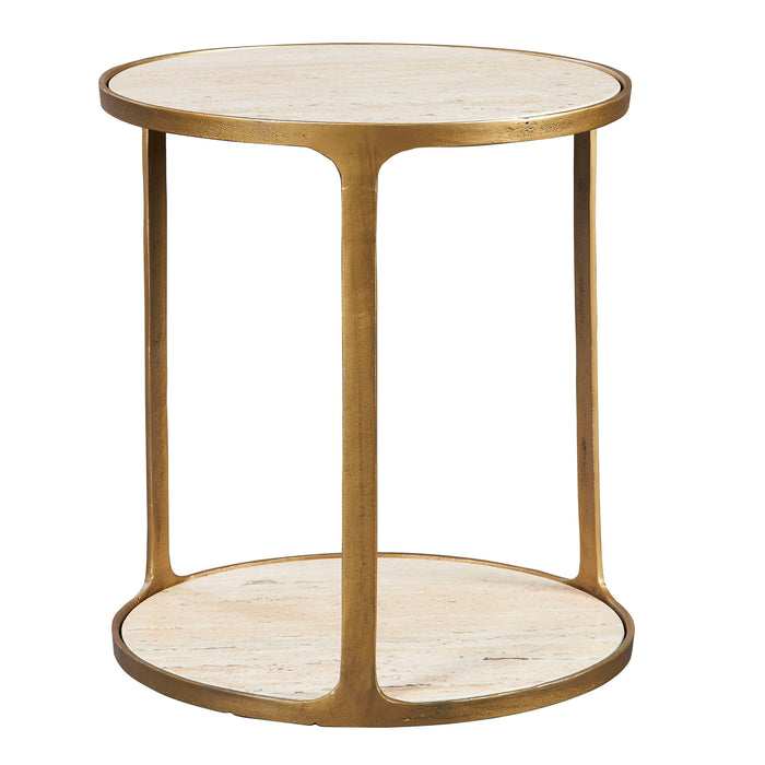 Clench - Brass Side Table - Beige